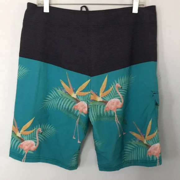 OCEAN CURRENT SWIM TRUNKS SIZE 34 FLAMINGO FLORAL PATTERN EXCELLENT CONDITION! - Picture 6 of 6